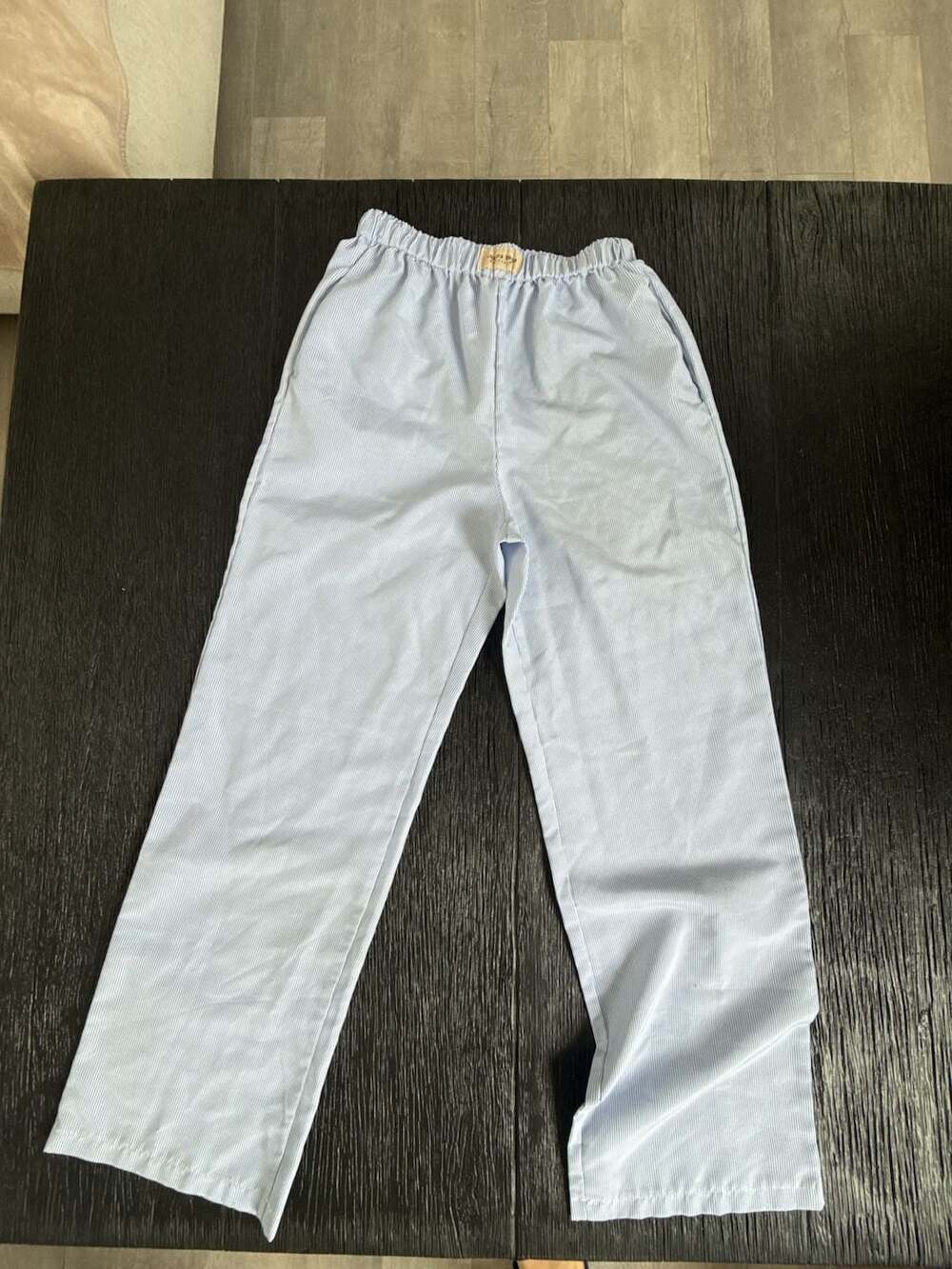 Luxara Paris Boutique Blue Striped Elastic Waist Pants Size XS